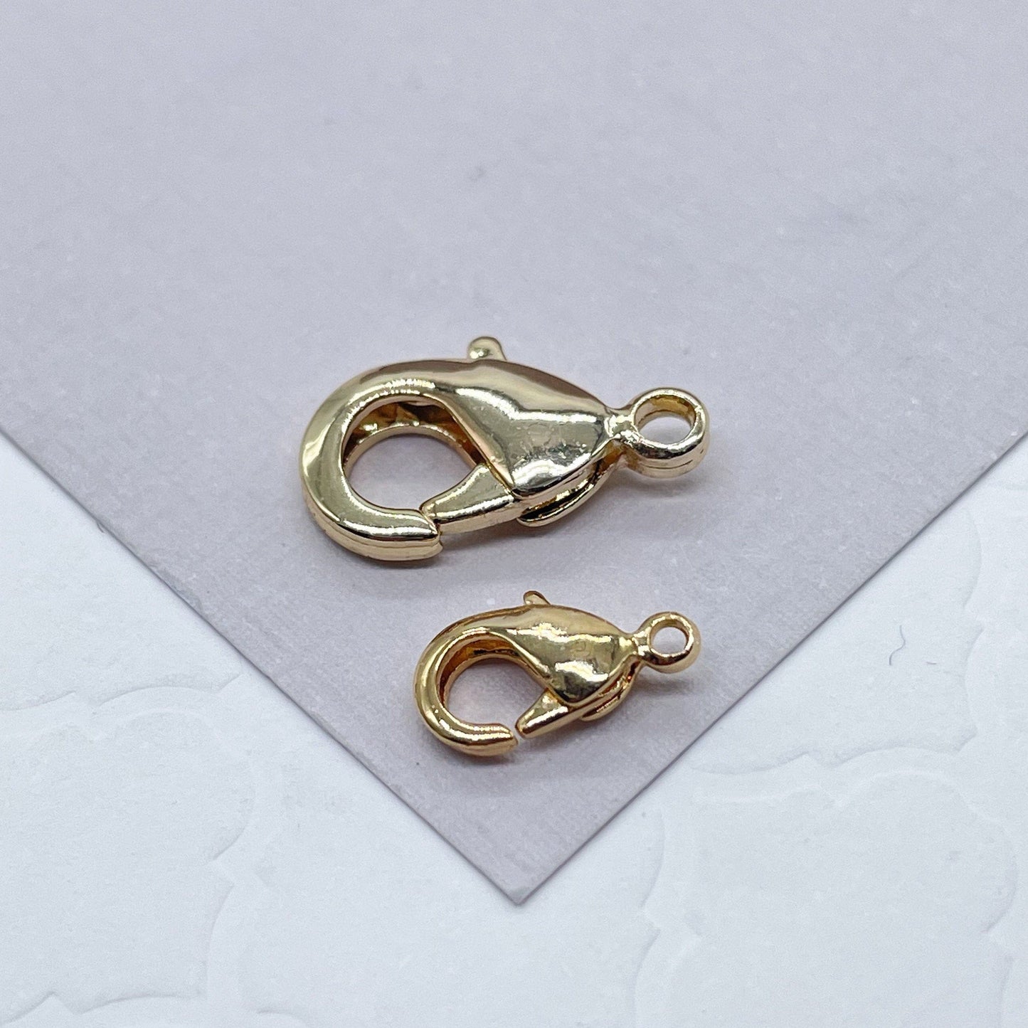 Package of 3 - 18k Gold Layered Lobster Claw Clasps For Chain, Necklace,
