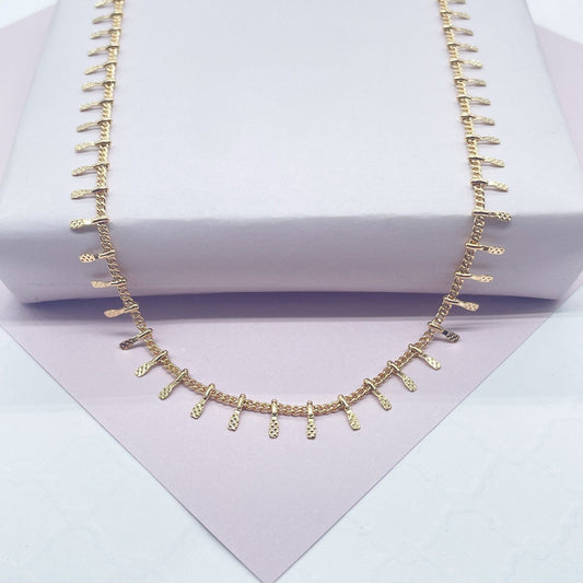 18k Gold Layered Dainty Fringe Choker Necklace Bohemian Design Chain, Gold Dangle