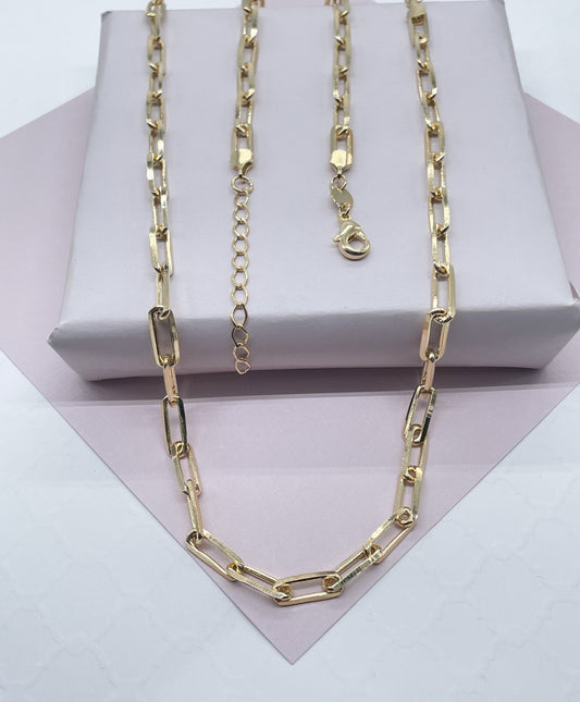 Vintage Style Paper Clip Chain in 18k Gold Layered Necklace or Bracelet Wholesale