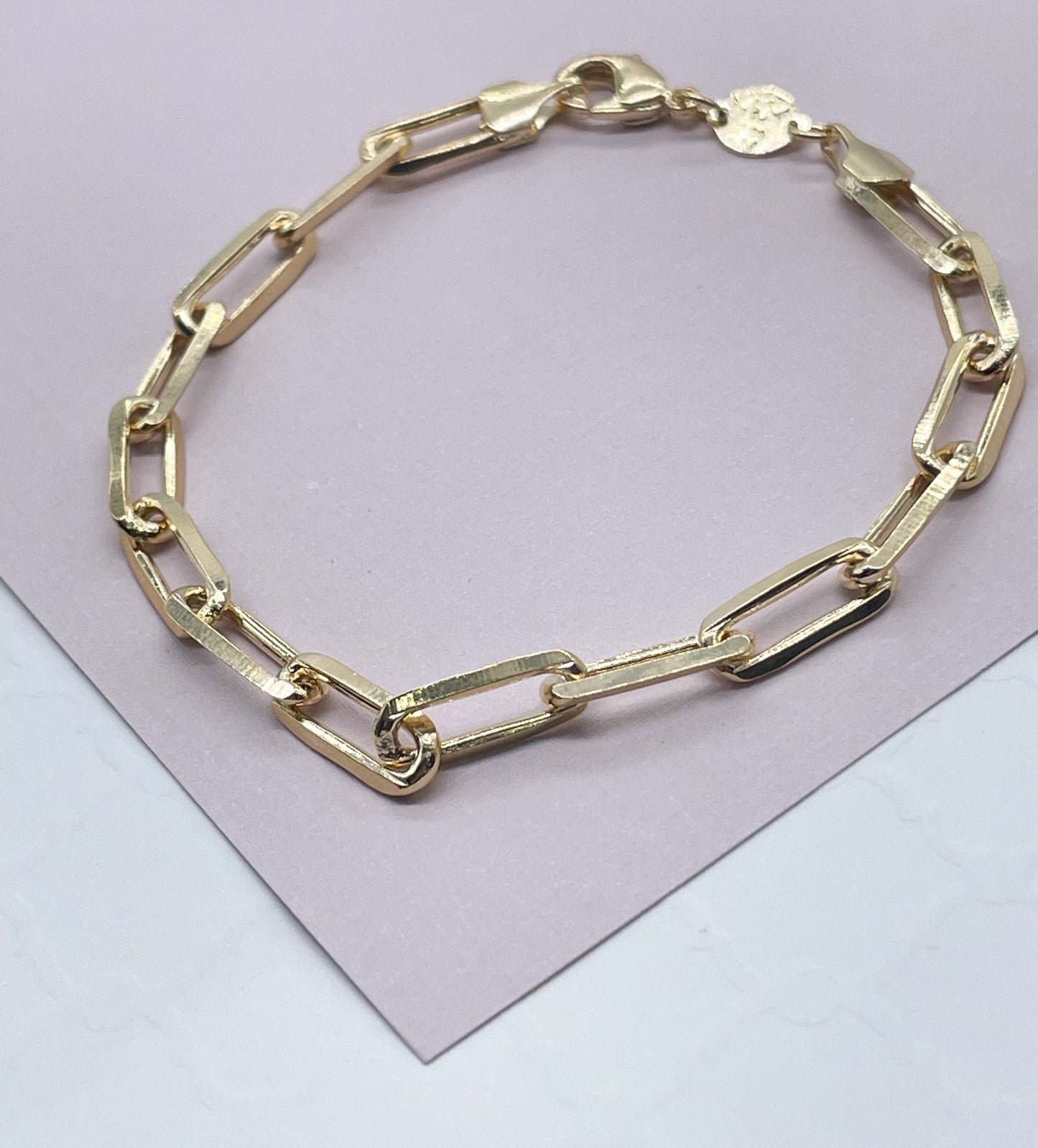 Vintage Style Paper Clip Chain in 18k Gold Layered Necklace or Bracelet Wholesale