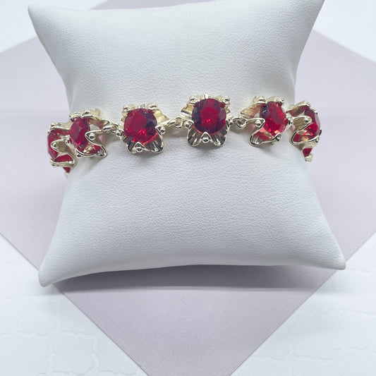 18k Gold Filled Flower Bracelet Featuring Large Cubic Zirconia More Colors