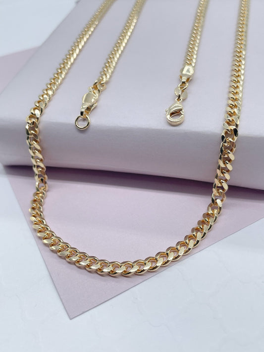 Gorgeous 18k Gold Filled 4mm Cuban Link Chain Necklace, Curb Link Chain for