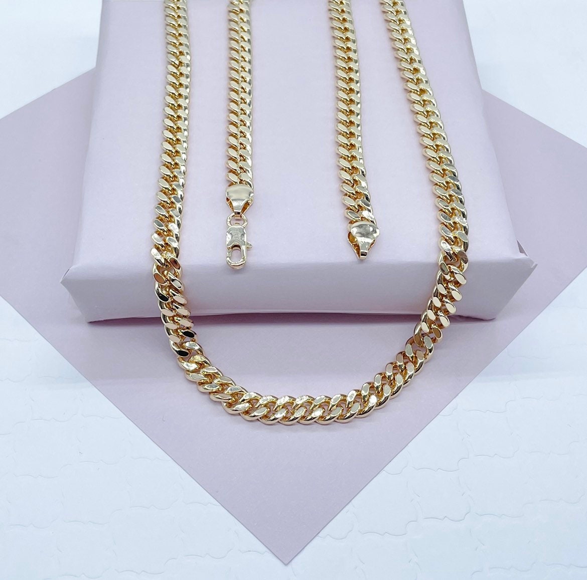 18k Gold Filled Cuban Link Chain 7mm Necklace
