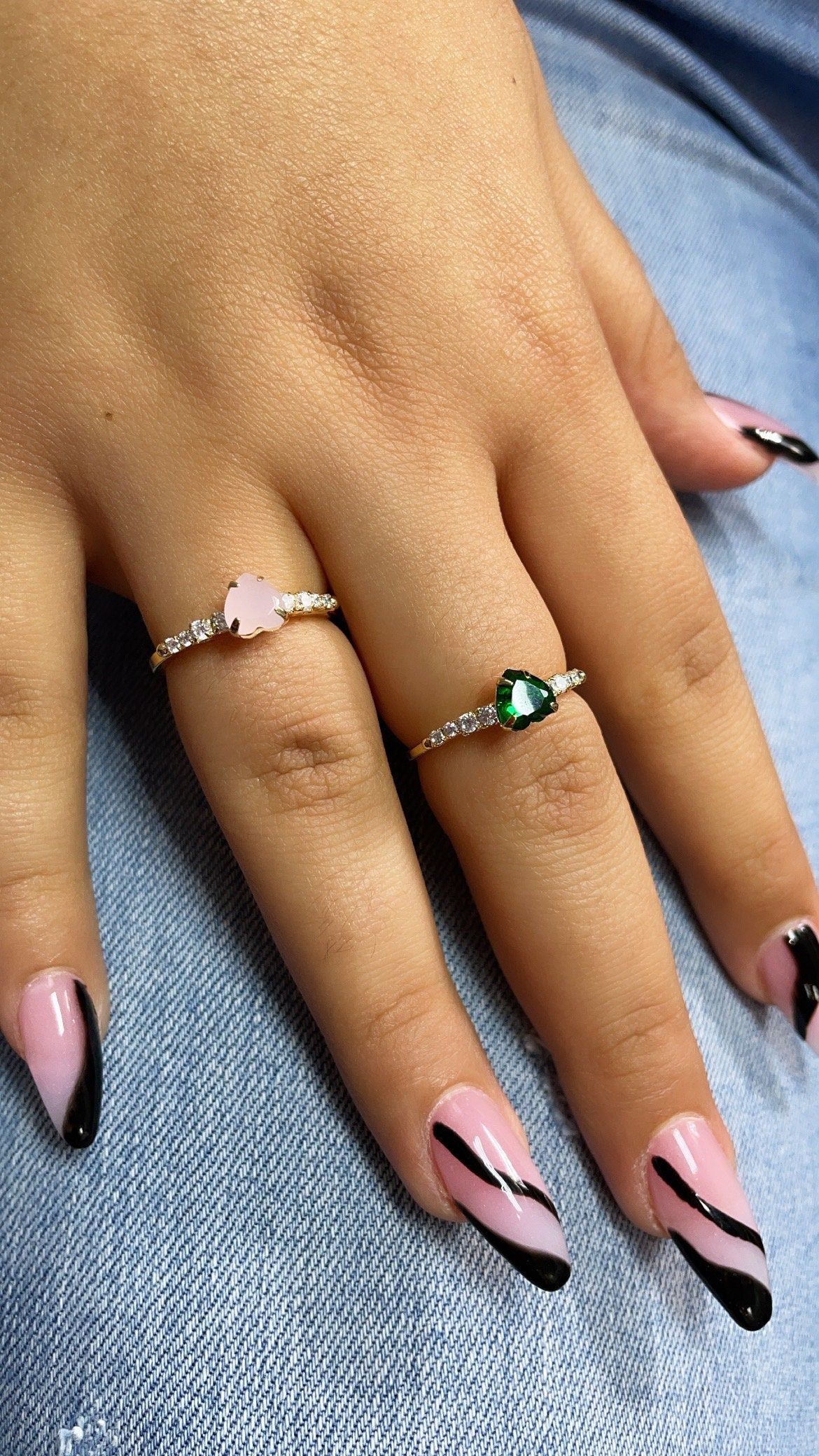18k Gold Layered Heart Ring With Small Pave Colorless Cubic Zirconia Stones On