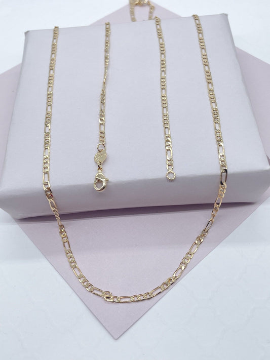 18k Gold Filled 3x1 Figaro 2.5mm Chain Necklace  Supplies