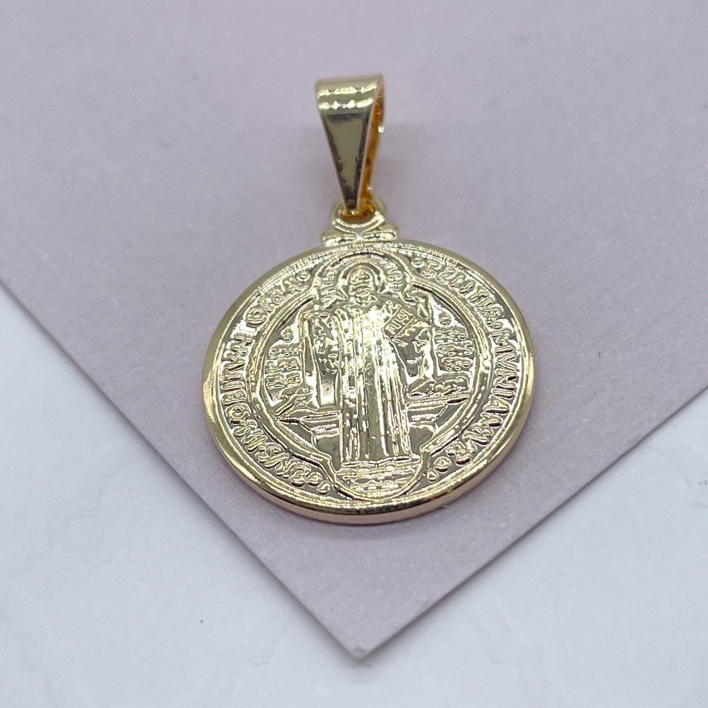 18k San Benito Mini Charm St Benedict Pendant Catholic Jewelry Wholesale