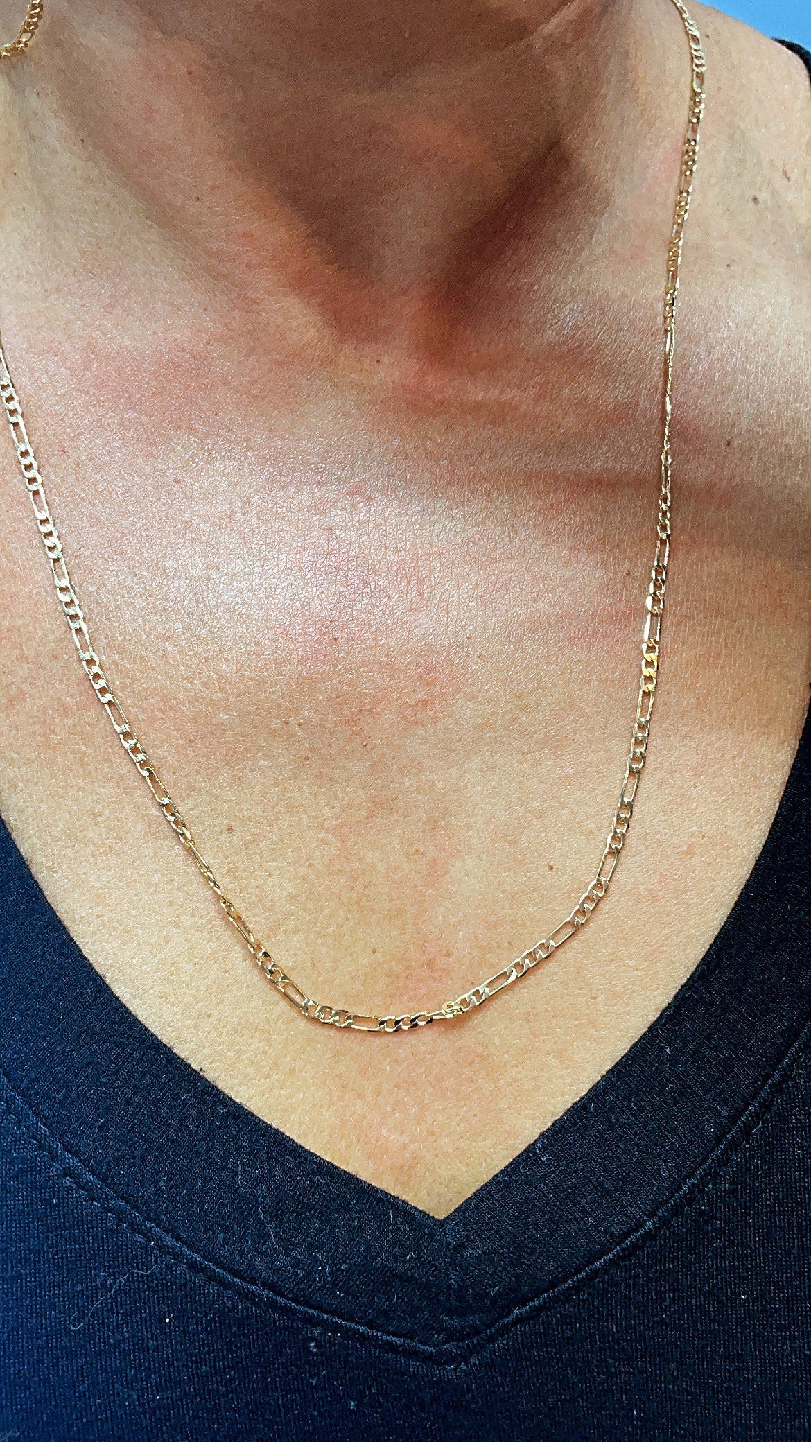 18k Gold Layered 3x1 Figaro 2mm Chain Necklace Wholesale Jewelry Making Supplies