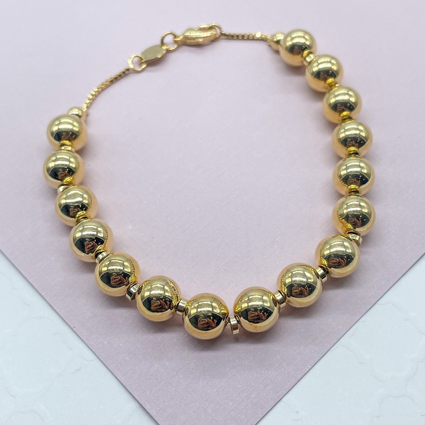 18k White Gold Bead Bracelet - 2mm - Women or Men's Bracelet