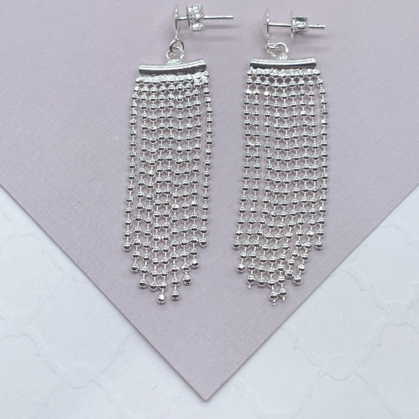 Silver Layered Dangling Fringe Earrings