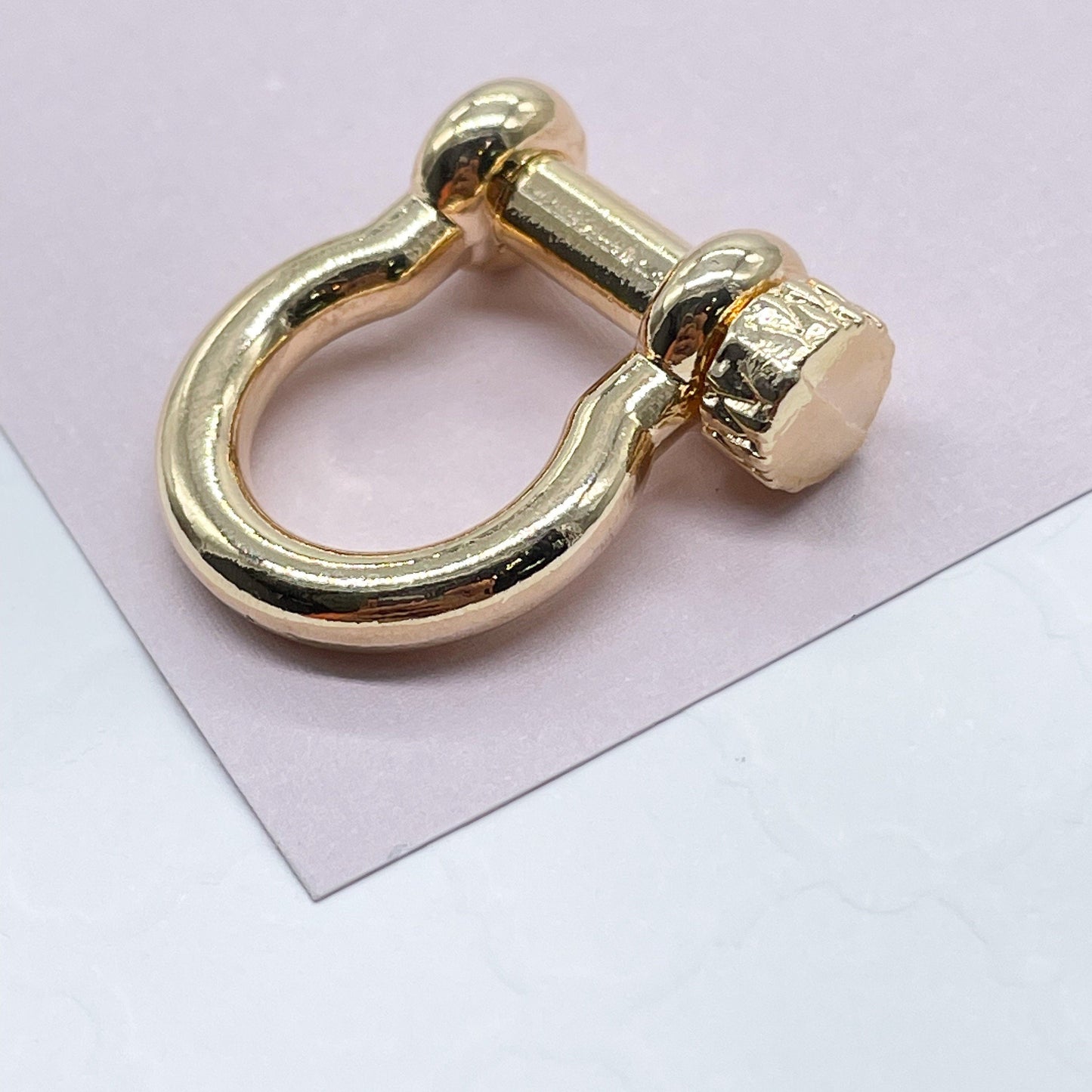 18k Gold Layered Chunky Carabiner Lock Clasp For Chain Styling, Necklace