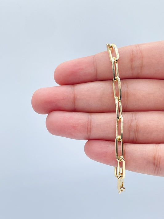 Vintage Style Paper Clip Chain in 18k Gold Layered Necklace or Bracelet Wholesale