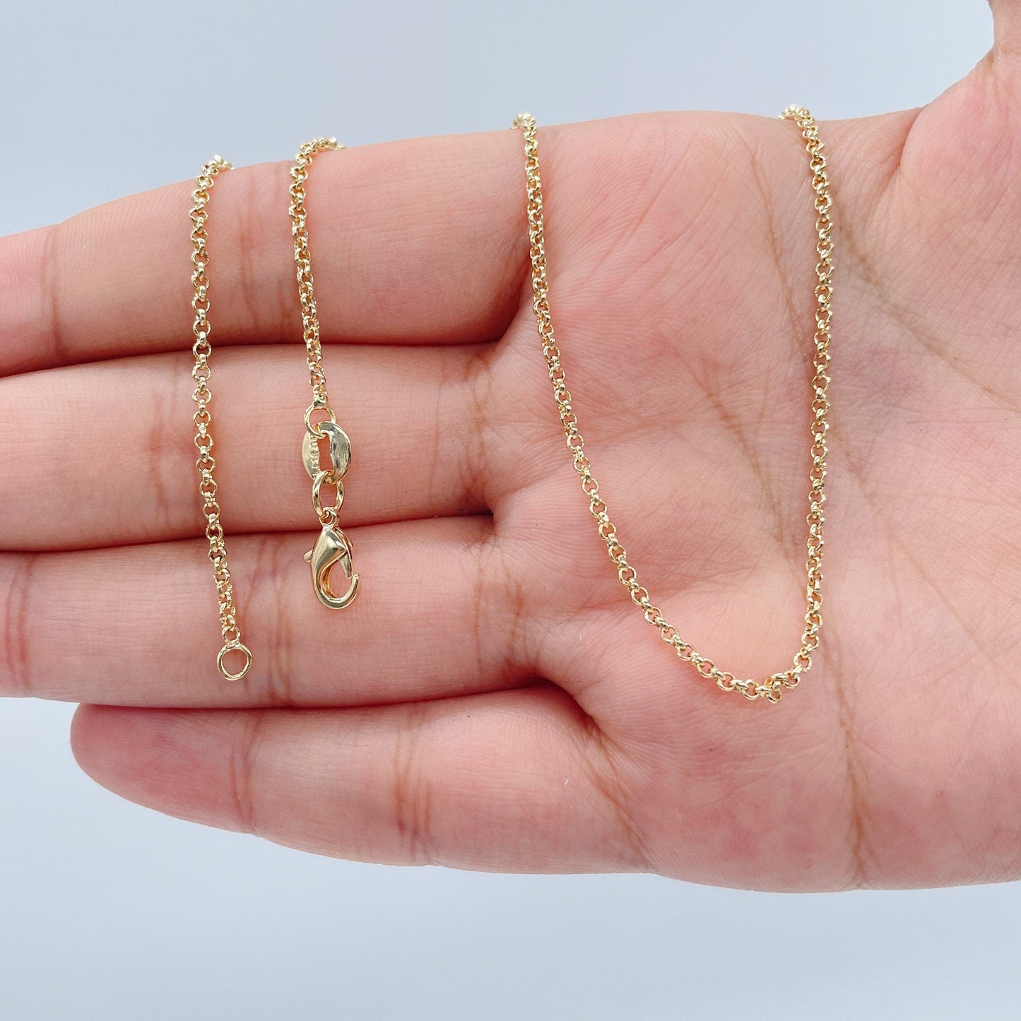18k Gold Layered 1mm Rolo Chain Necklace for Wholesale Jewelry Making Supplies
