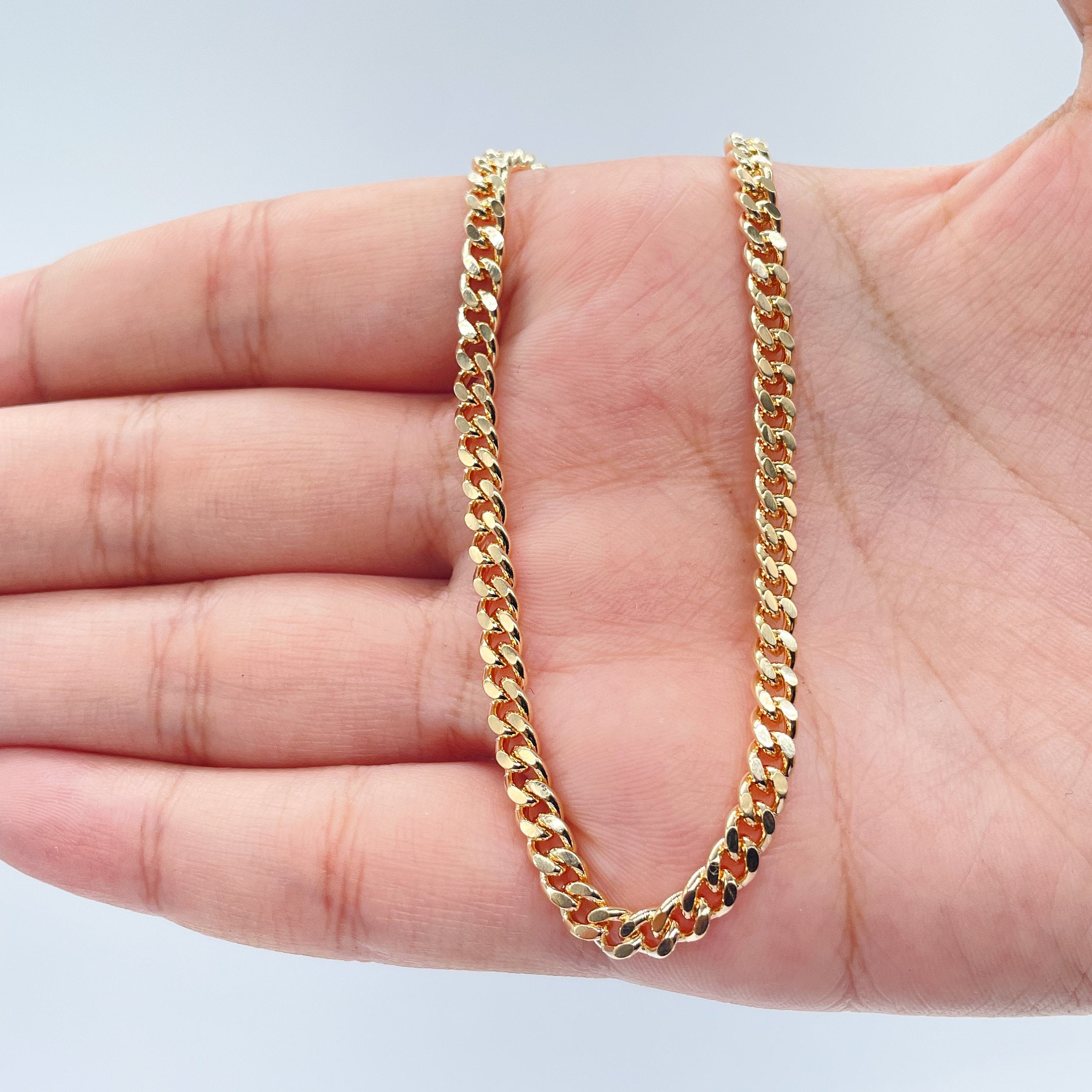4mm 18k Gold Layered Plain Miami Cuban Link Anklet Curb Link