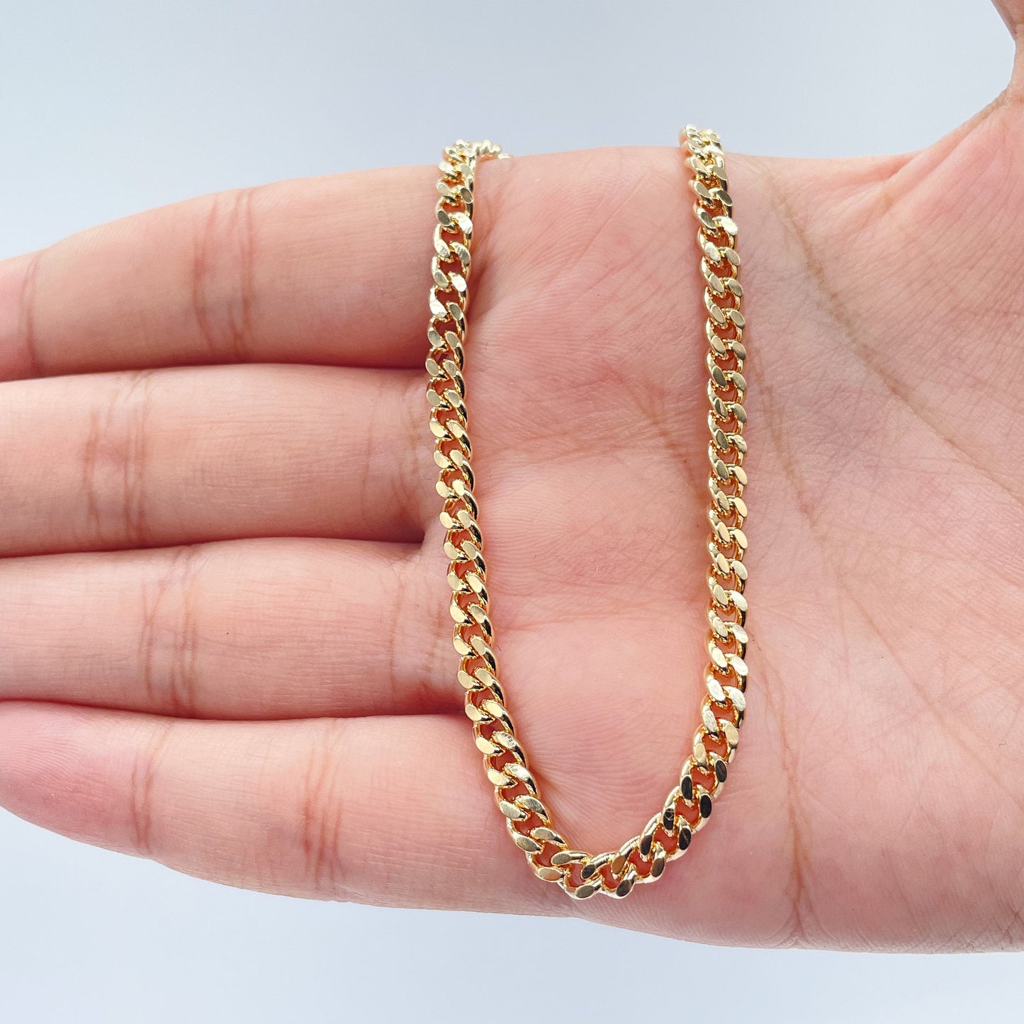 4mm 18k Gold Layered Plain Miami Cuban Link Anklet, Curb Link, Wholesale