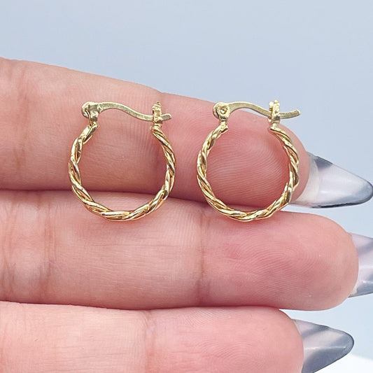 18k Gold Layered 15mm Twisted Hoop Earrings Wholesale Jewelry Making Supplies
