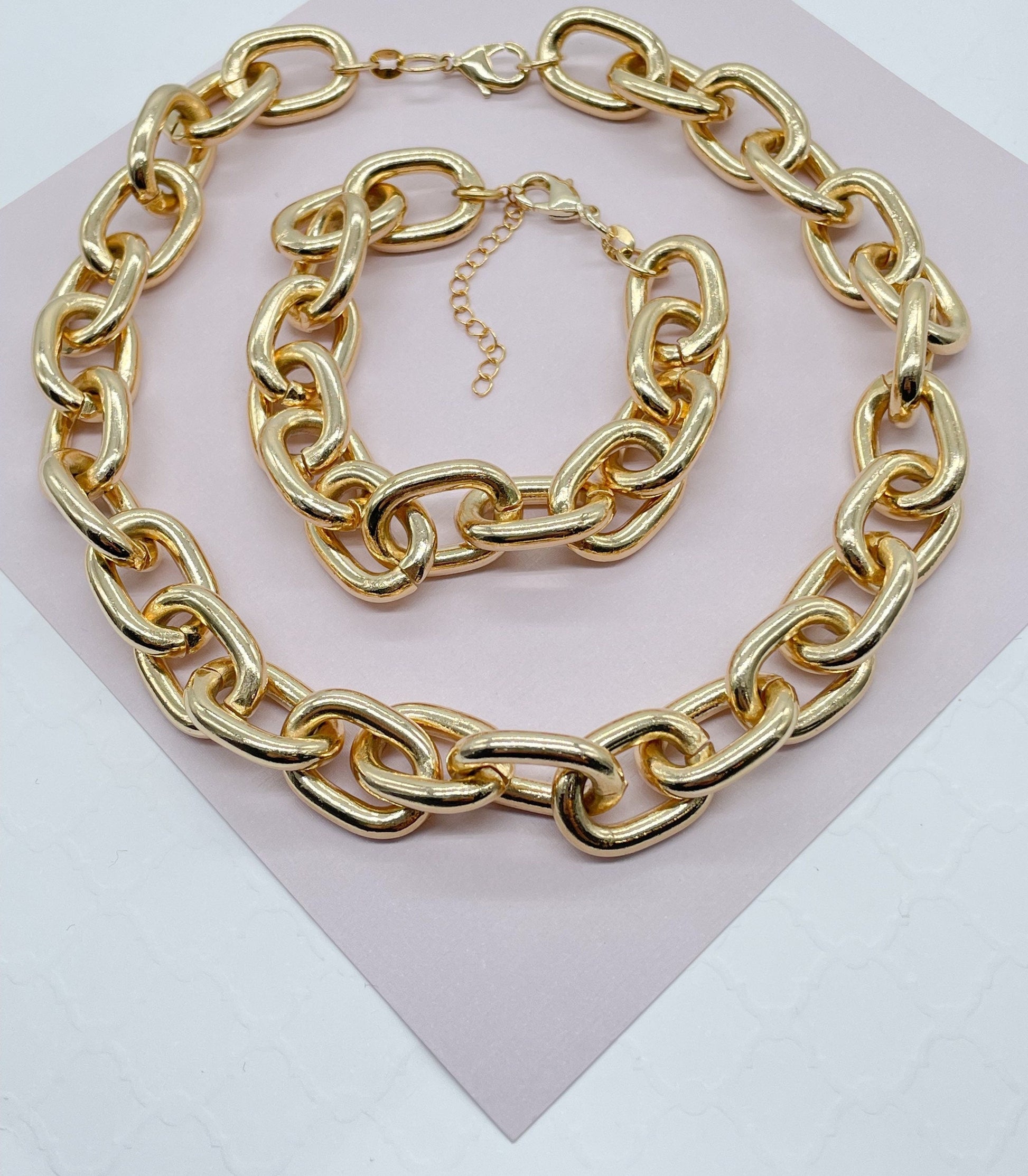 18k Gold Filled Thick Round Cable Link Choker Link Chain Necklace Chunky Choker Necklace 18k Gold Filled