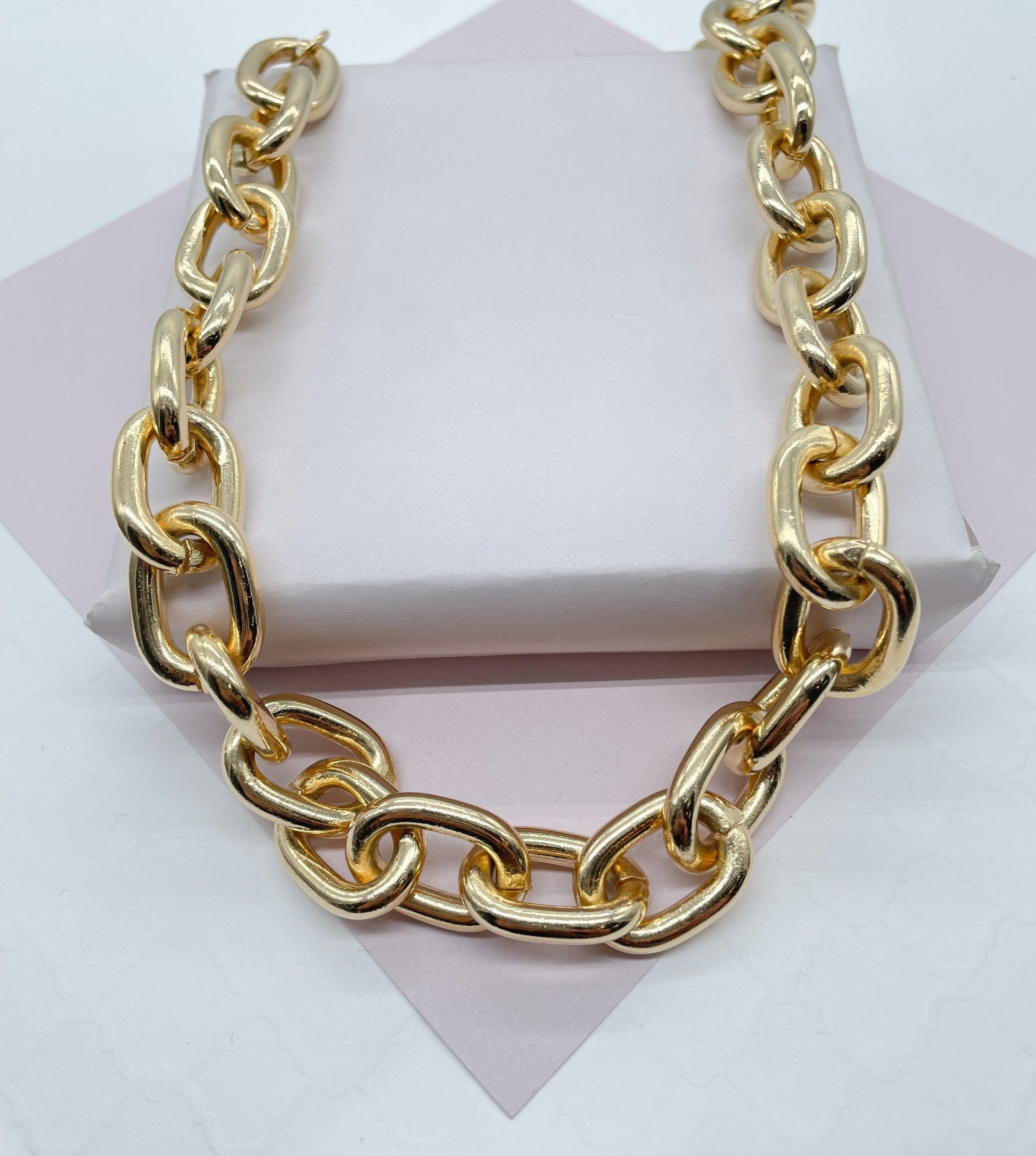 18k Gold Filled Thick Round Cable Link Choker Link Chain Necklace Chunky Choker Necklace 18k Gold Filled