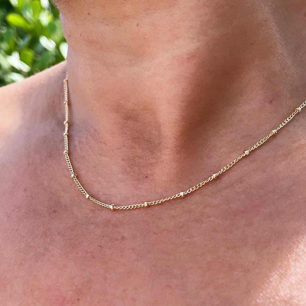 18k Gold Filled 1mm Satellite Chain Featuring Curb Link Style