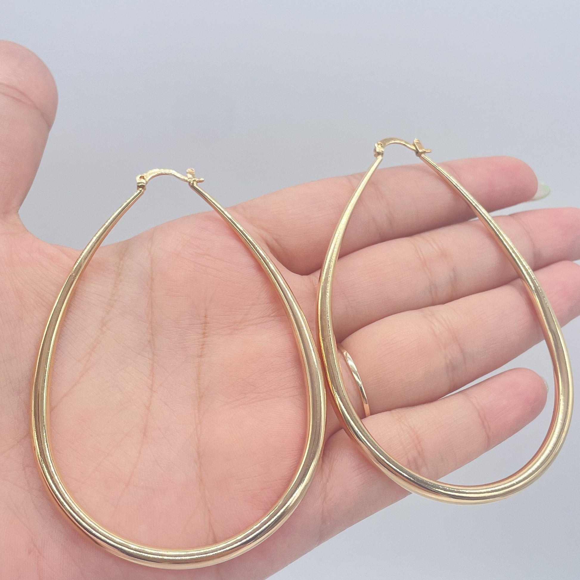 18k Gold Filled Plain Tear Drop Shaped Hoop Earrings