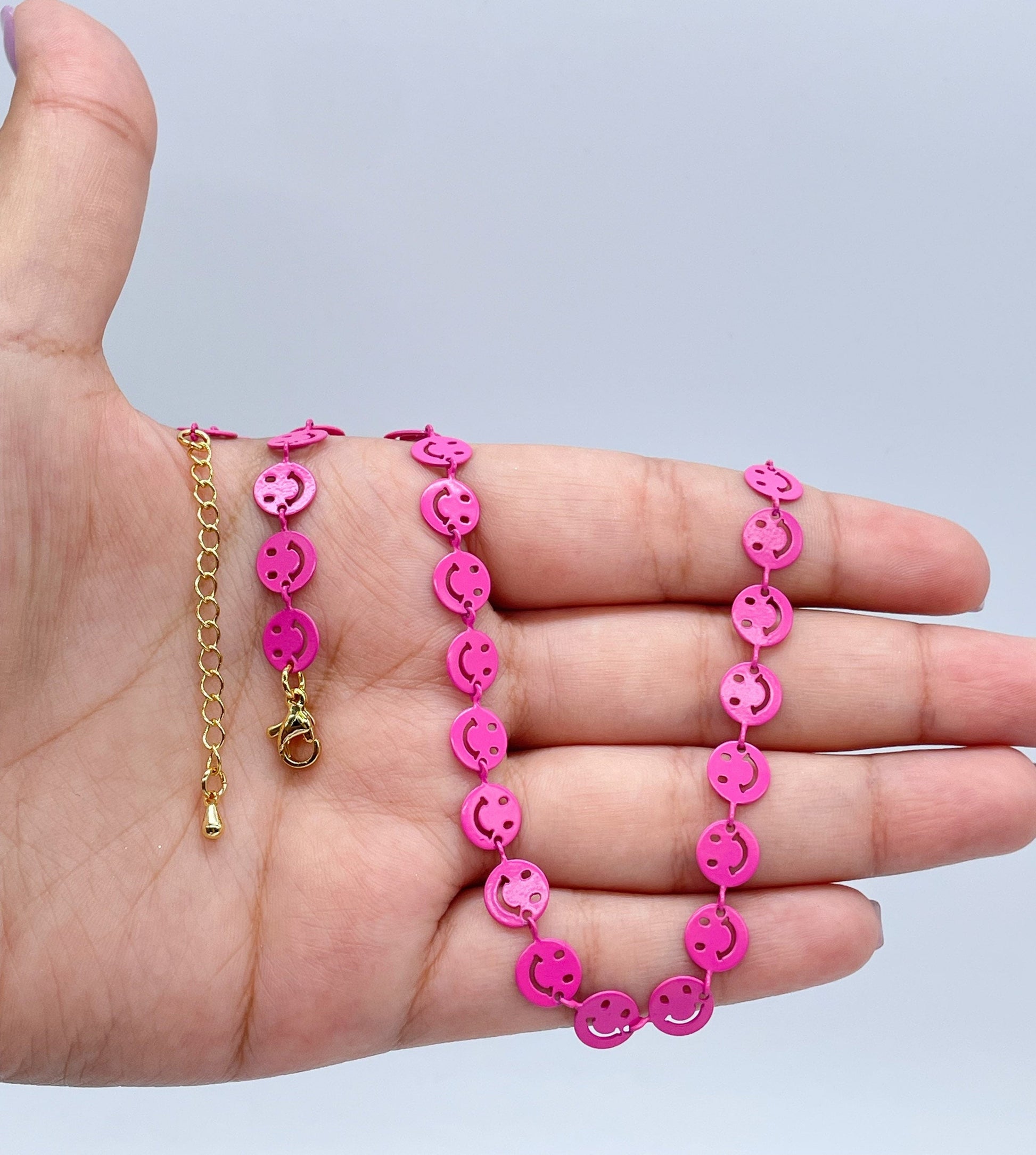 Colorful Smiley Face Enamel Necklace