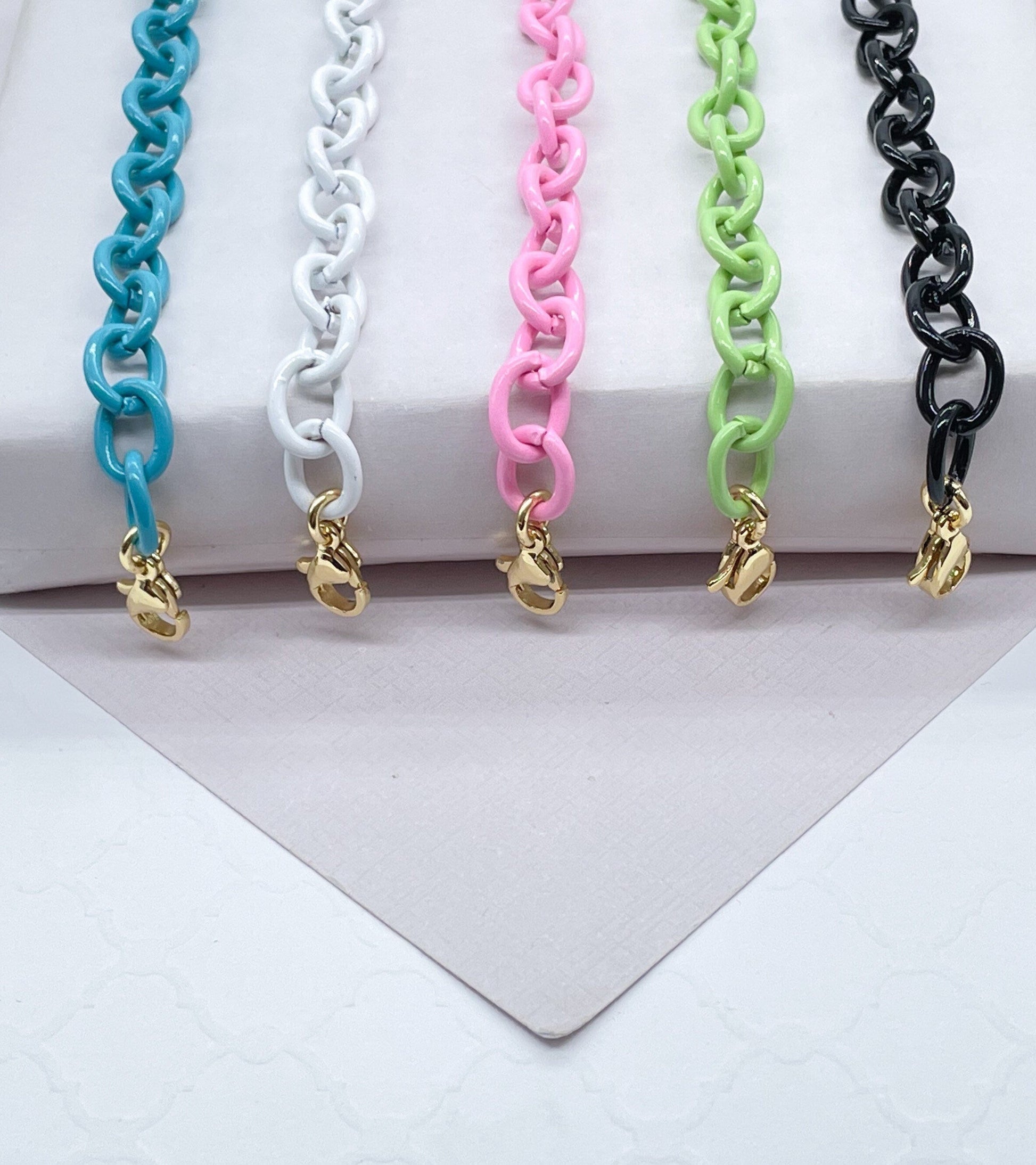 Colorful Enamel Curb Link Chain
