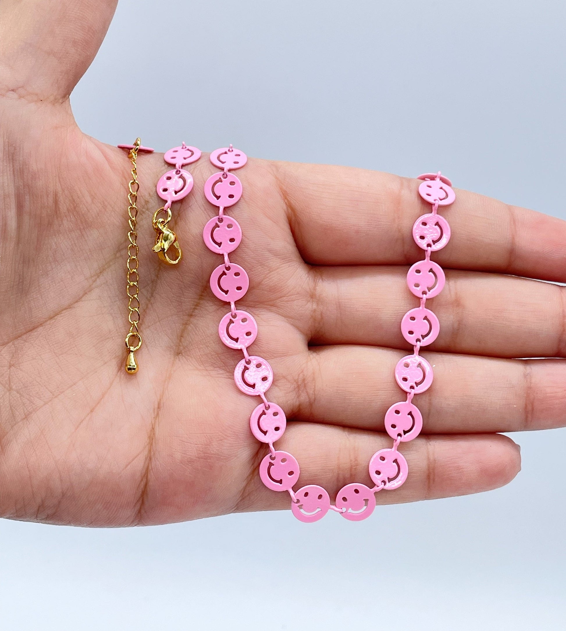 Colorful Smiley Face Enamel Necklace