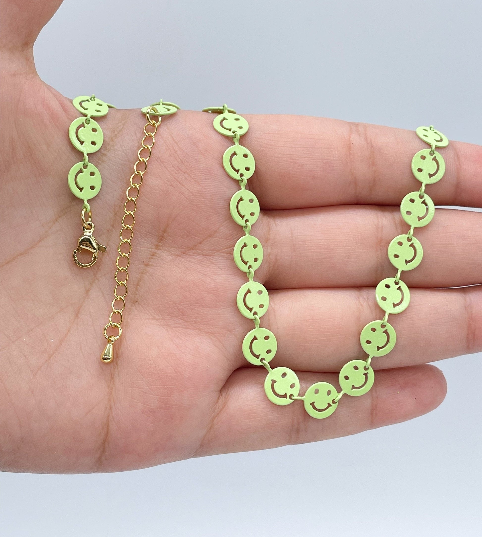 Colorful Smiley Face Enamel Necklace