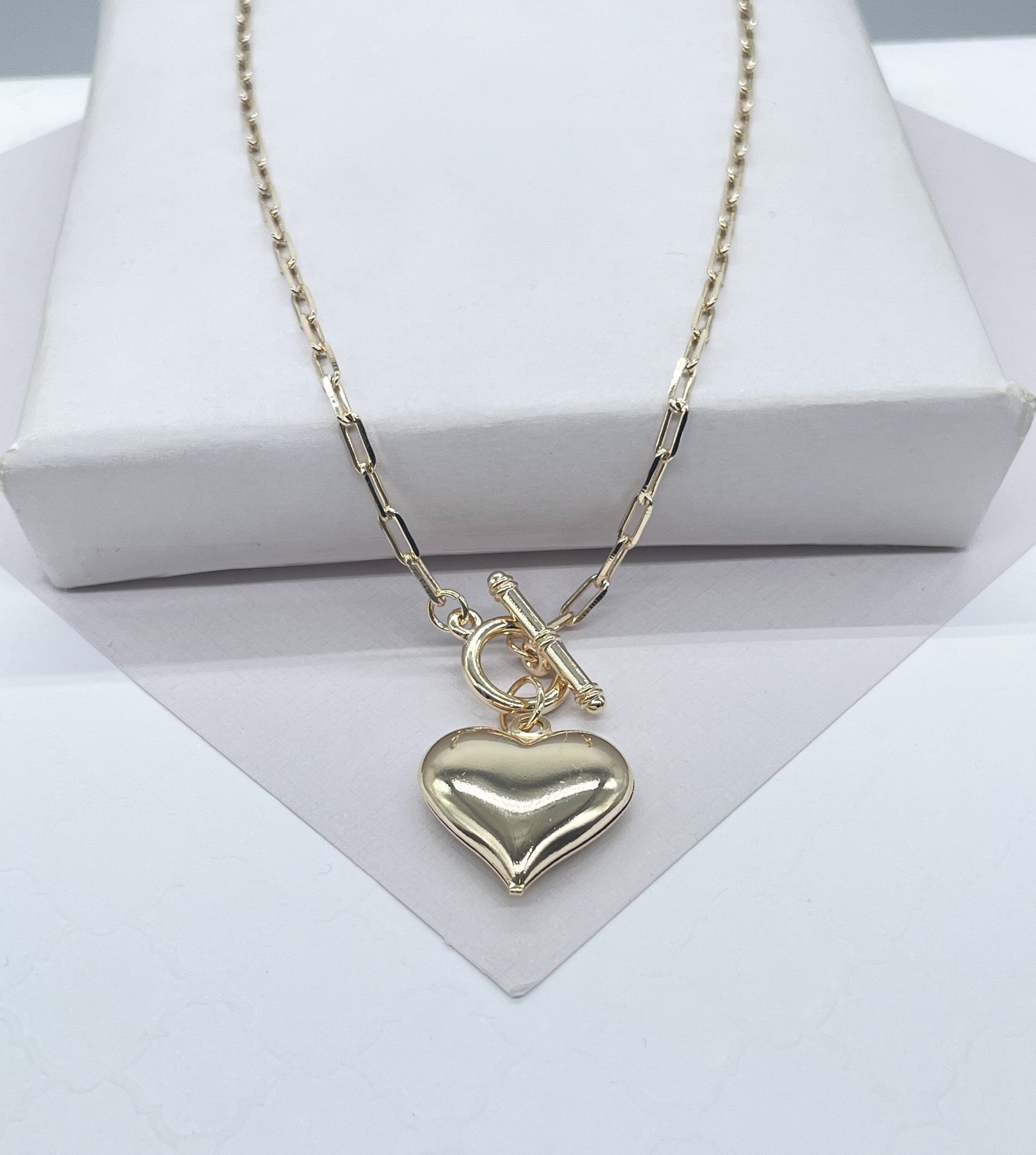 18k Gold Filled Big Puffy Heart Choker