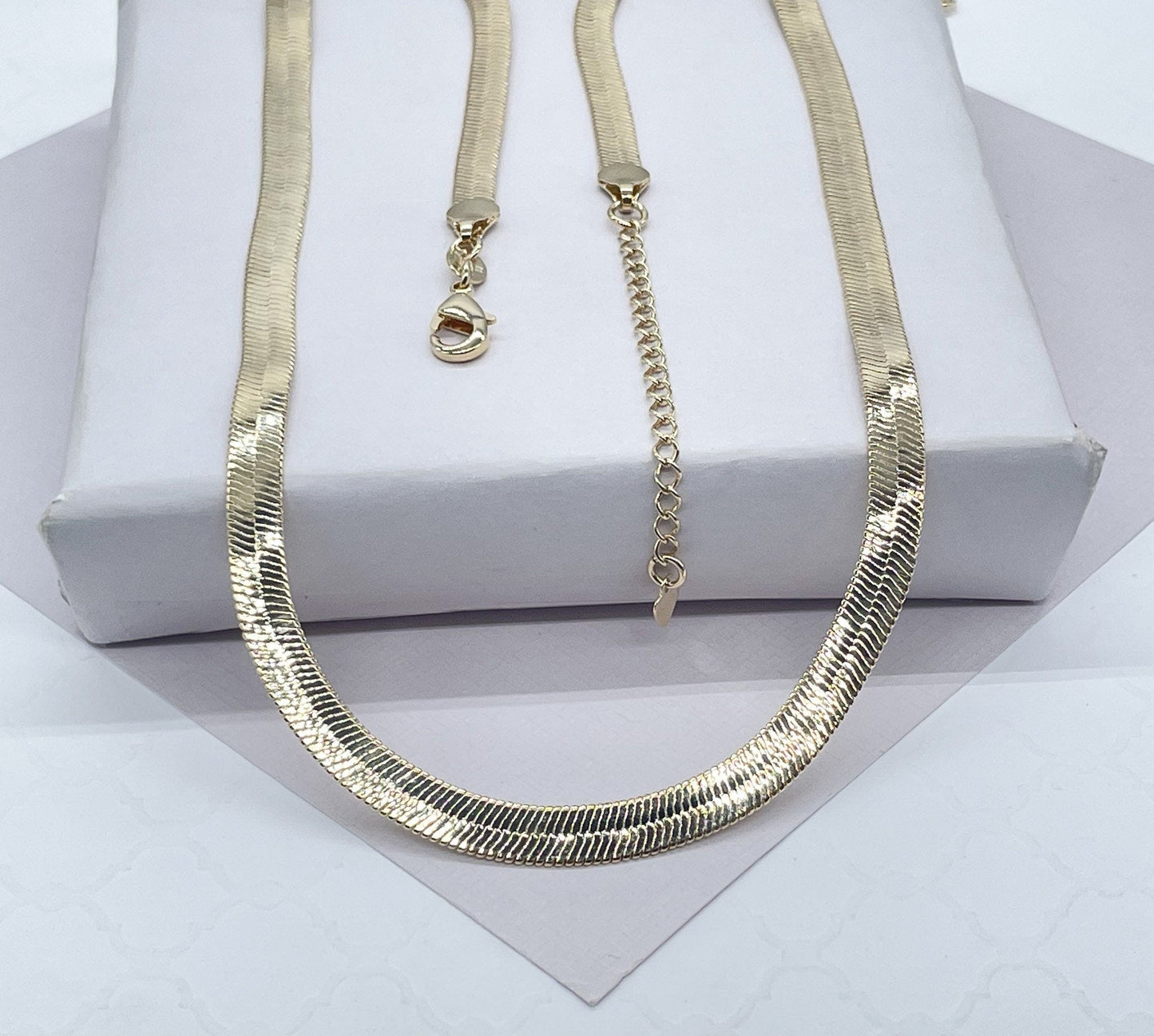 18k Gold Filled 5mm Herringbone Choker Necklace