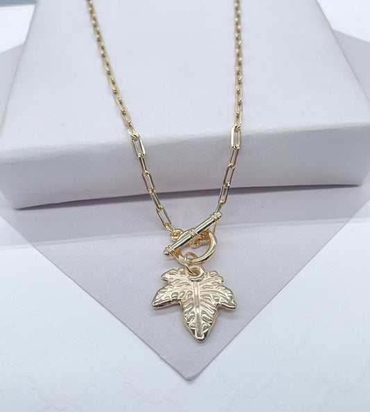 18k Gold Filled Leaf Toggle Choker