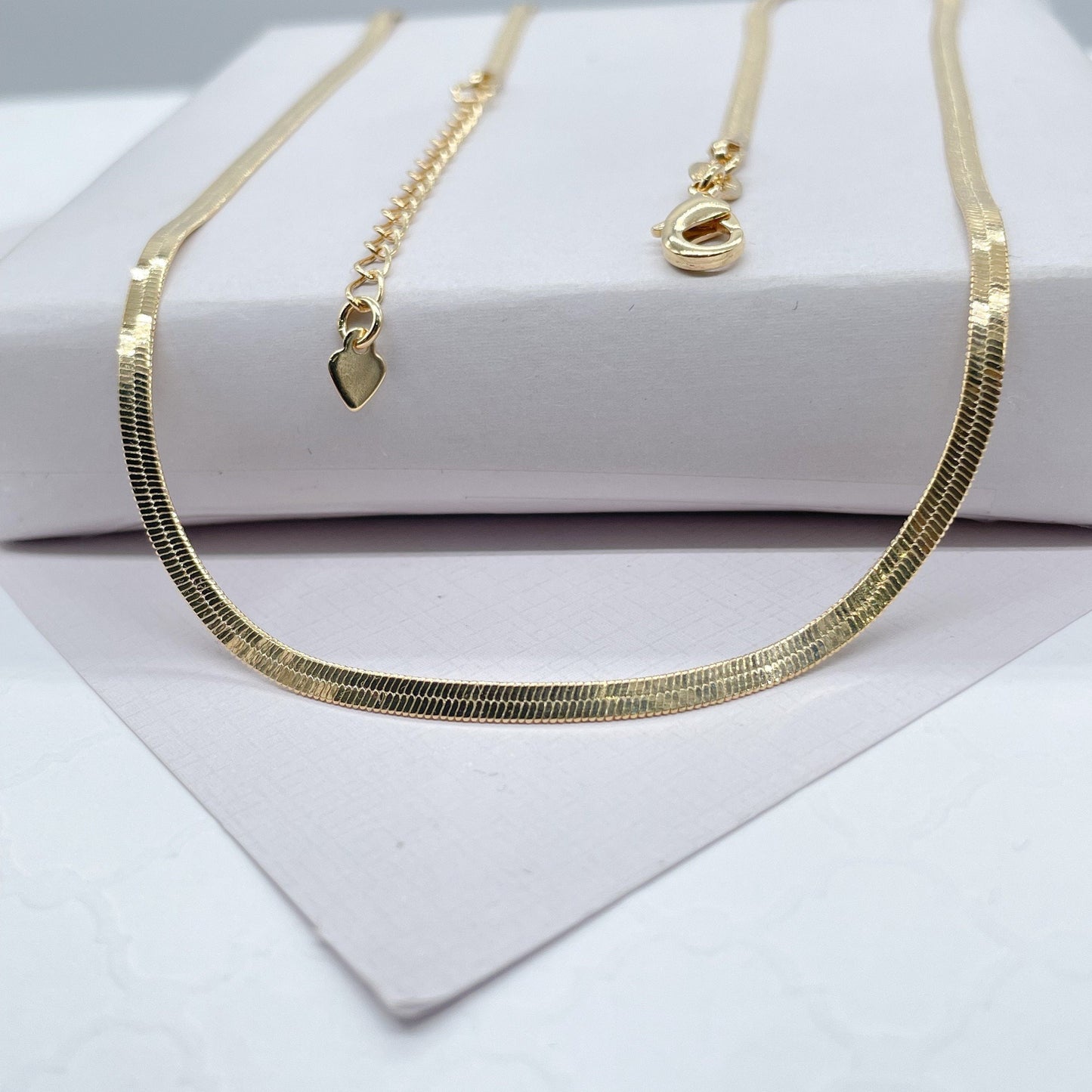 18K Gold Filled Flexible 16"Herringbone 2mm and 2.5mm Chain Necklace