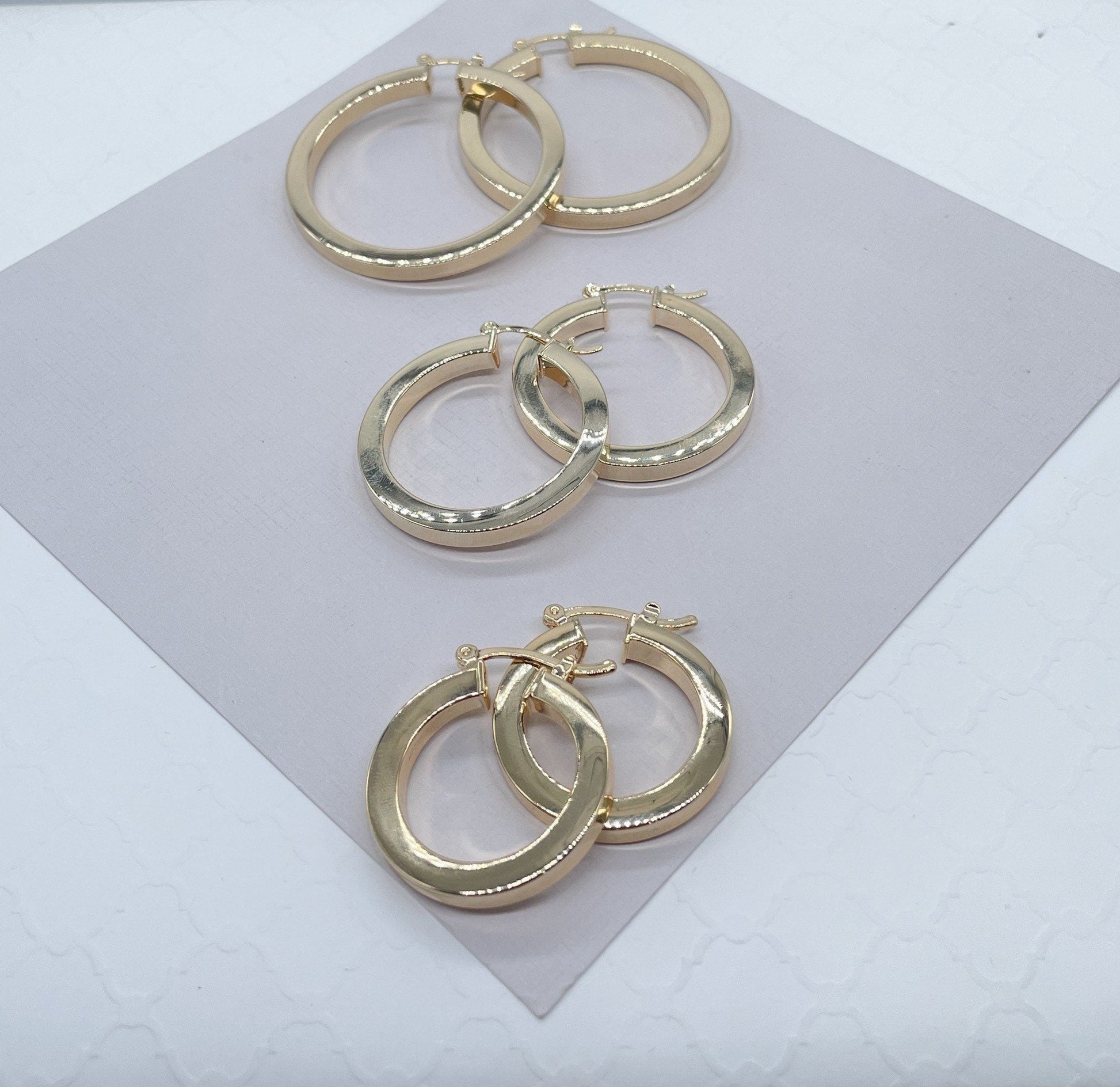 18k Gold Filled Large Sharpe Edged Plain  Hoop EarringsWholesale Jewelry Supplies