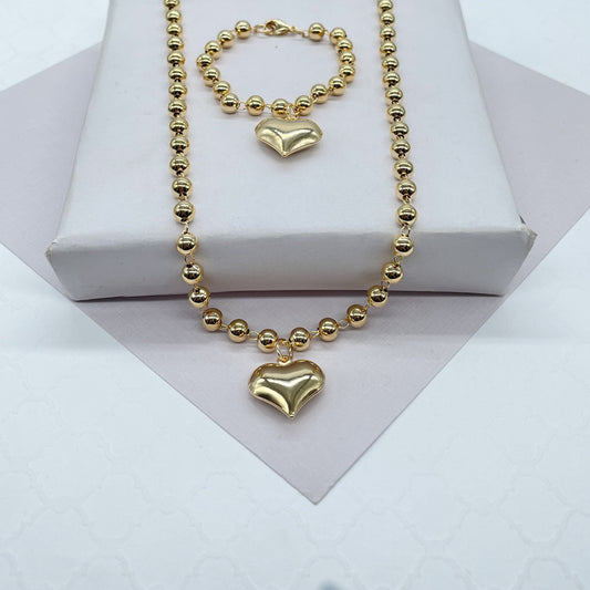 18k Gold Filled Gold Beaded Heart Set for Kids
