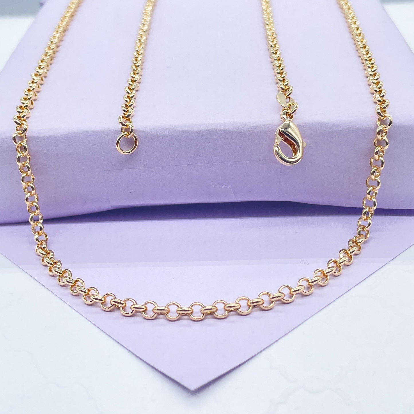 18k Gold Filled Plain 3mm Rolo Chain, Available in 3 Sizes