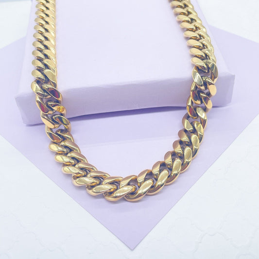 14k Gold Filled Thick 12mm Miami Cuban Link Chain, Cuban Necklace, Cadena de Labon Cubano