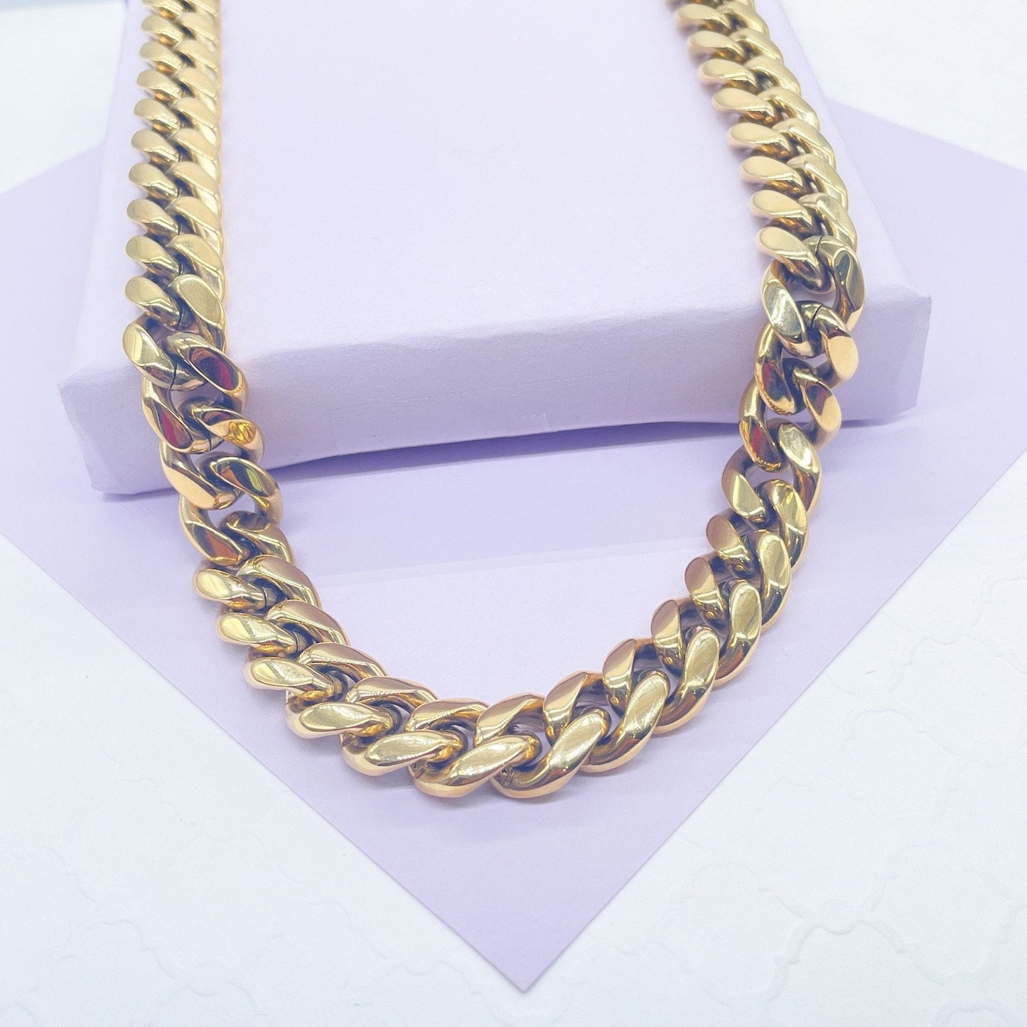 14k Gold Filled Thick 10mm Miami Cuban Link Chain, Cuban Necklace, Cadena de Labon Cubano