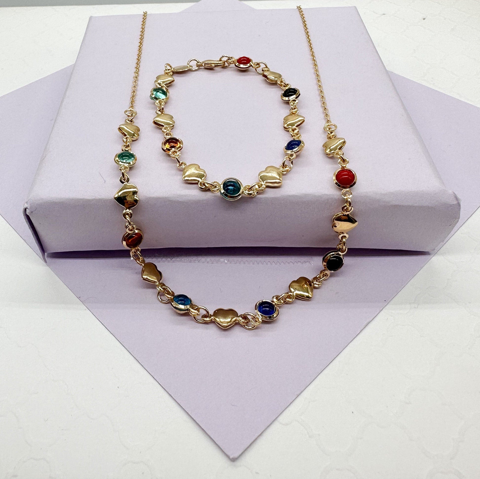 18k Gold Filled Kids Colorful Heart Set