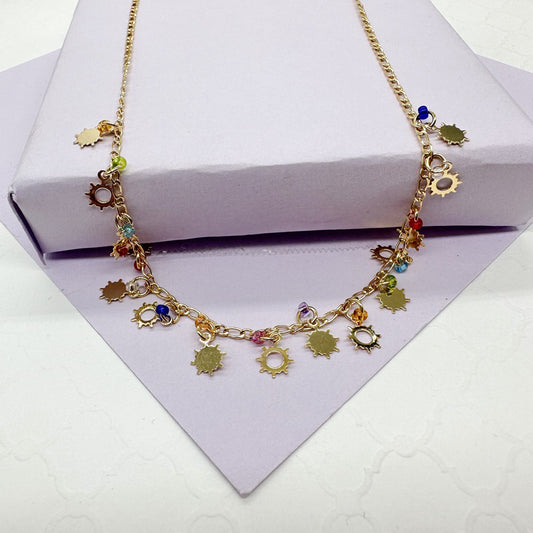 18k Gold Filled Colorful Sunshine Kids Figaro Necklace