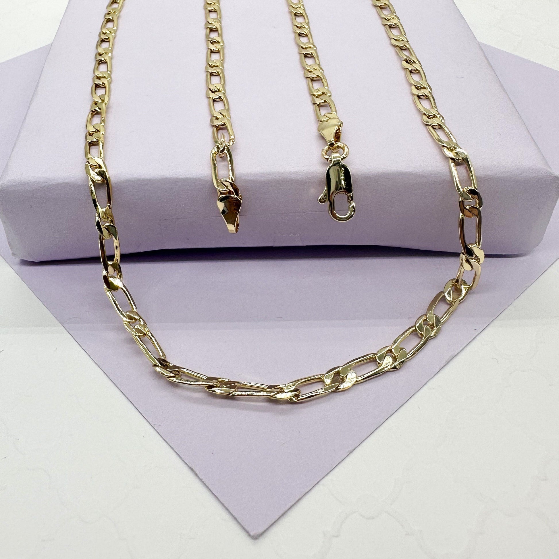 18k Gold Filled Figaro Link Chain, Available in 3 Sizes