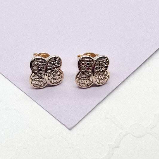 18k Gold Filled Puffy Butterfly Stud Earrings