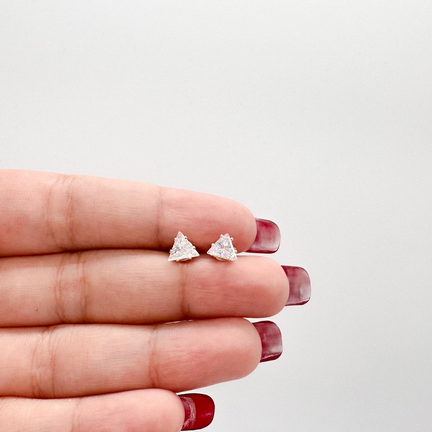 18k Gold Filled Triangle Zirconia Stud Earrings