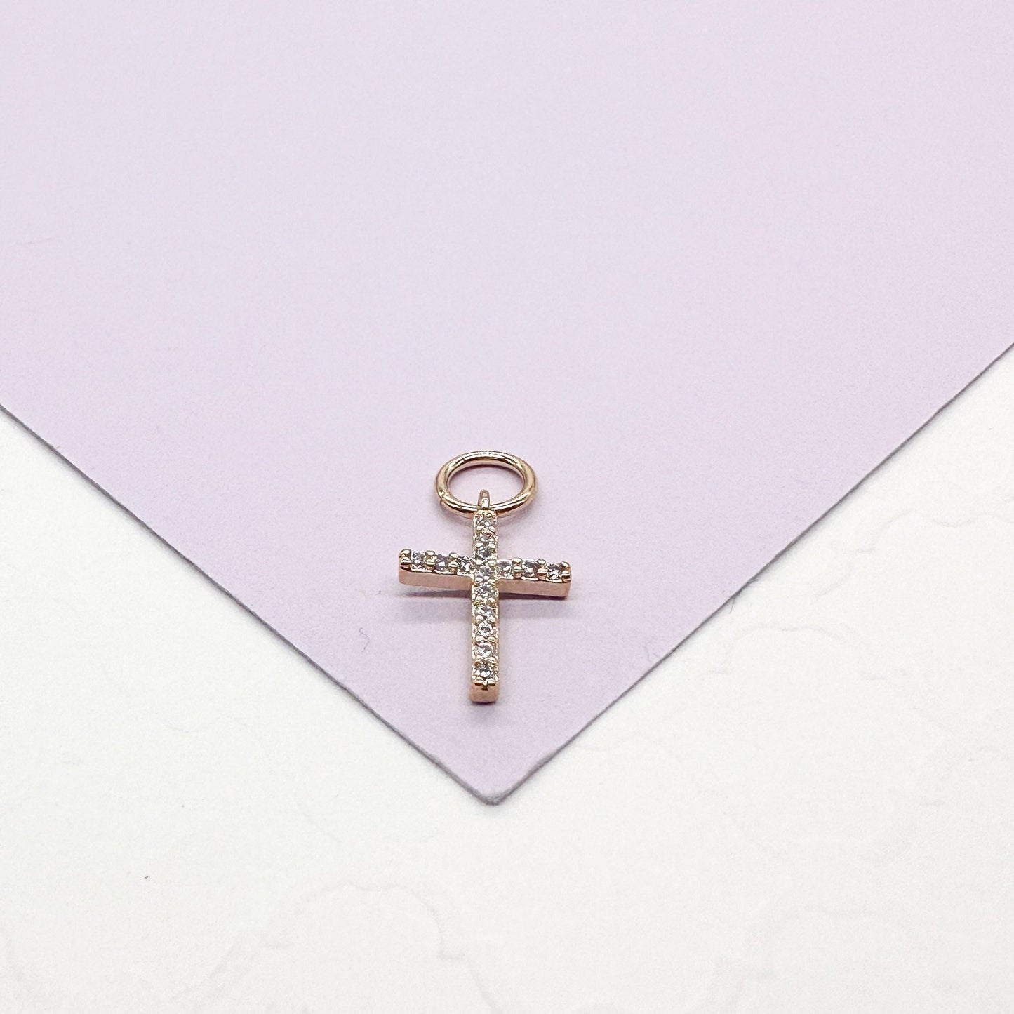 18k Gold Filled Micro Pave Cross Pendant