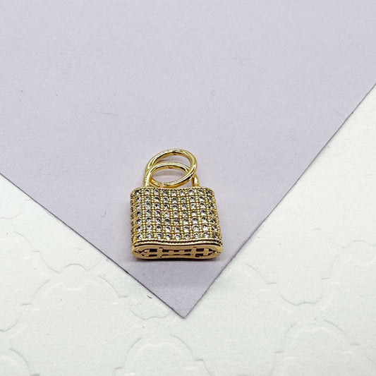 18k Gold Filled Chunky Pavé Lock Pendant
