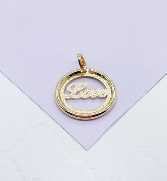 18k Gold Filled Medallion Pendant With Love In the Center