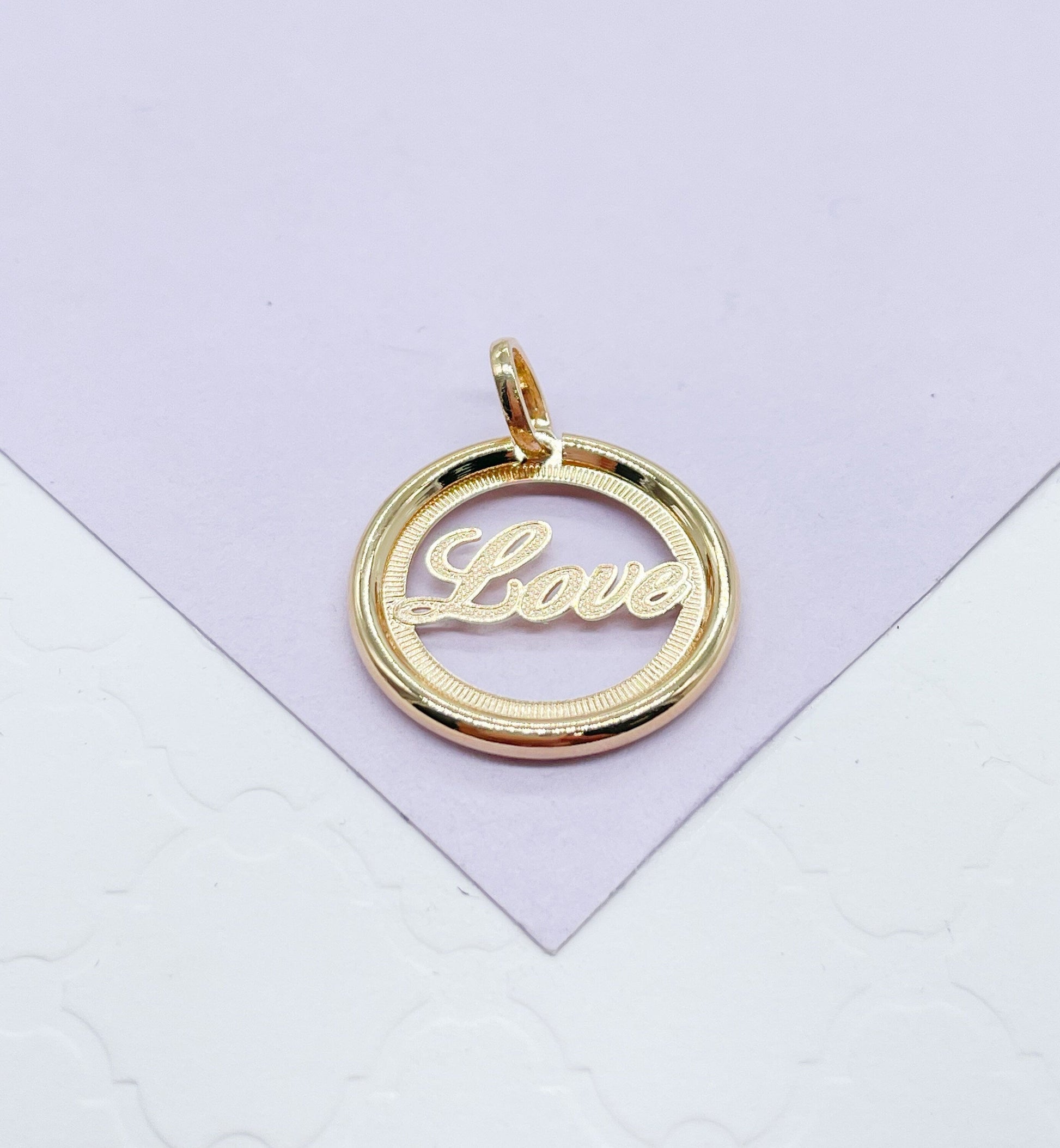 18k Gold Filled Medallion Pendant With Love In the Center