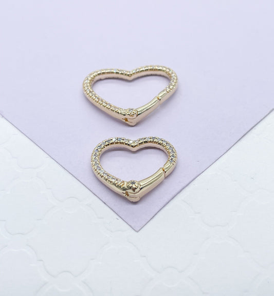 18k Gold Filled Pave Heart Clasps