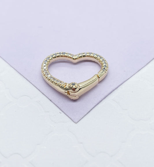 18k Gold Filled Pave Heart Clasps