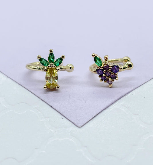 18k Gold Filled Fruit Themed Earring Cuffs