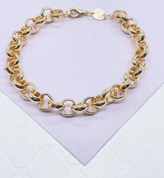18k Gold Filled Chunky Plain Rolo Link Bracelet