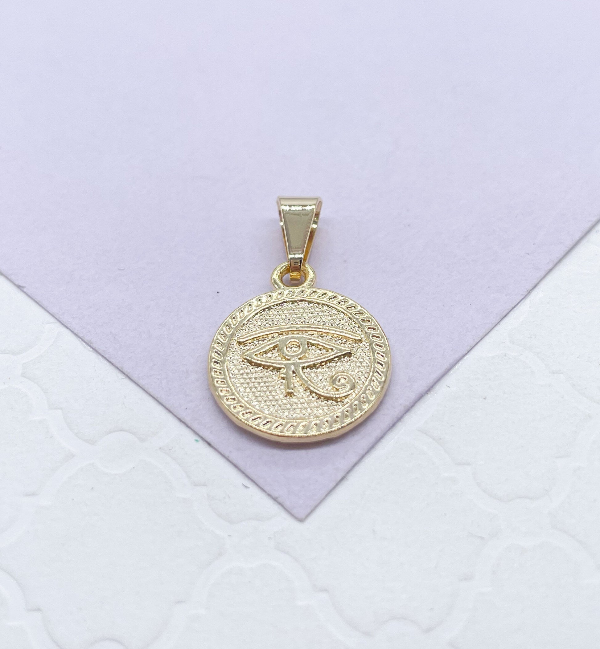 18k Gold Filled Eye or Horus Medallion Pendant